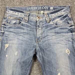 Guess Desmond Relaxed Fit Jeans Mens 33x32 Blue Straight Leg Embroidered Y2K VTG